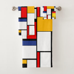 Mondrian Geometric Minimalistisch Comopsition Mode Badhandtuch Set