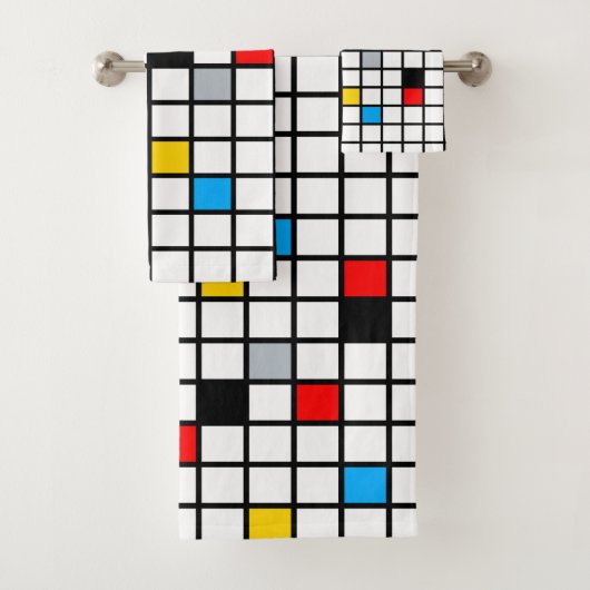 Mondrian Geometric Minimalistisch Comopsition Mode Badhandtuch Set (Insitu)