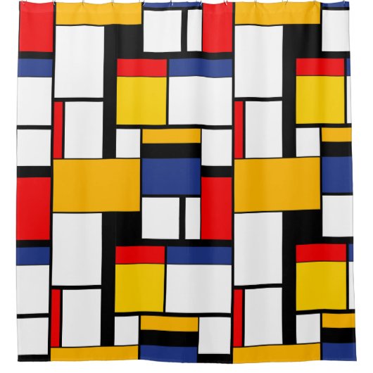 Mondrian Geometric Minimalistisch Comopsition Mode Duschvorhang (Vorderseite)