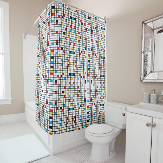 Mondrian Geometric Minimalistisch Comopsition Mode Duschvorhang (Beispiel)