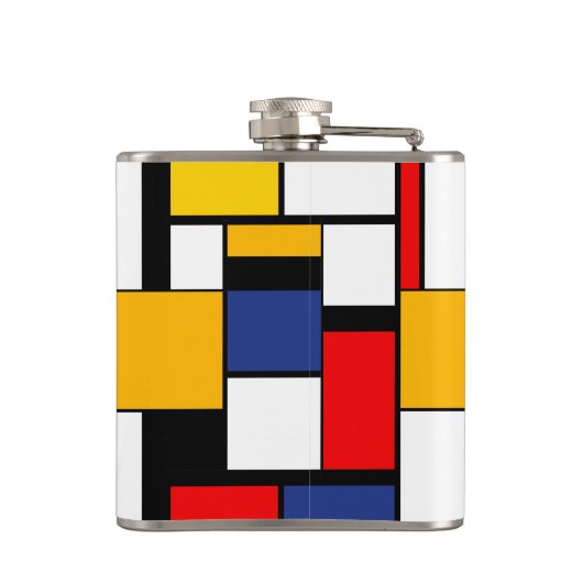 Mondrian Geometric Minimalistisch Comopsition Mode Flachmann (Rückseite)