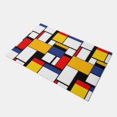 Mondrian Geometric Minimalistisch Comopsition Mode Fußmatte (Schrägansicht)