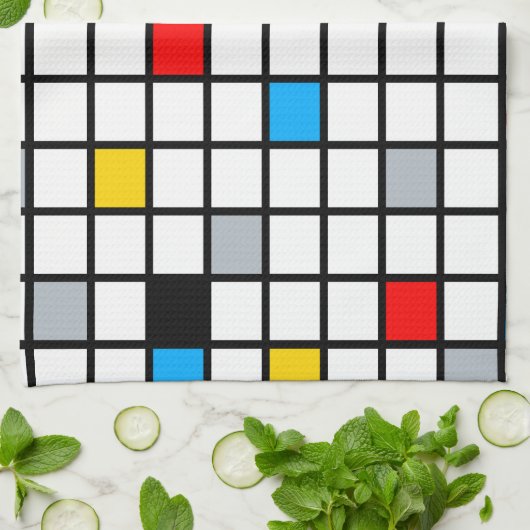 Mondrian Geometric Minimalistisch Comopsition Mode Geschirrtuch (Gefaltet)