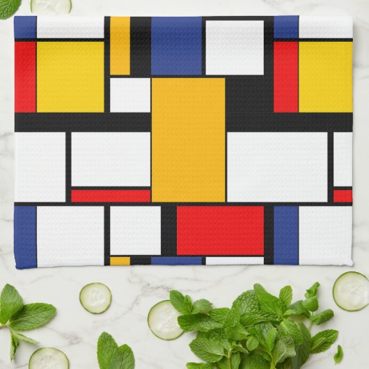 Mondrian Geometric Minimalistisch Comopsition Mode Geschirrtuch (Gefaltet)