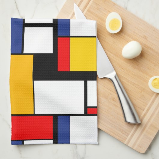 Mondrian Geometric Minimalistisch Comopsition Mode Geschirrtuch (Viertel Falte)