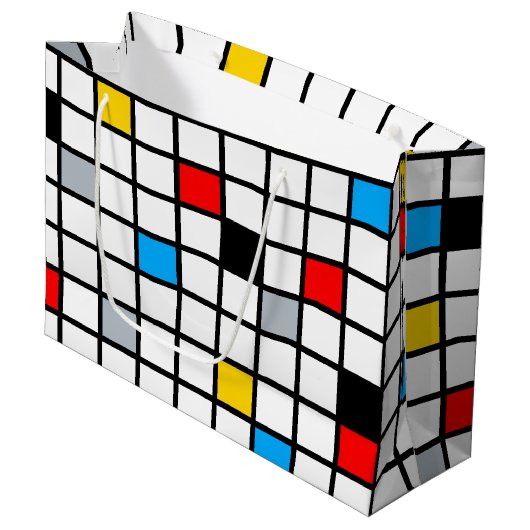 Mondrian Geometric Minimalistisch Comopsition Mode Große Geschenktüte (Vorderseite Schrägansicht)