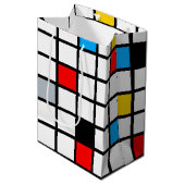 Mondrian Geometric Minimalistisch Comopsition Mode Mittlere Geschenktüte (Vorderseite Schrägansicht)