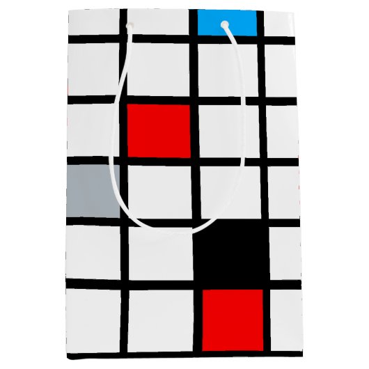 Mondrian Geometric Minimalistisch Comopsition Mode Mittlere Geschenktüte (Vorderseite)