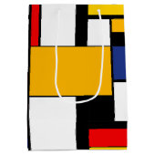 Mondrian Geometric Minimalistisch Comopsition Mode Mittlere Geschenktüte (Rückseite)