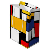 Mondrian Geometric Minimalistisch Comopsition Mode Mittlere Geschenktüte (Rückseite Schrägansicht)