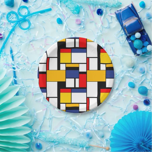 Mondrian Geometric Minimalistisch Comopsition Mode Pappteller (Party)