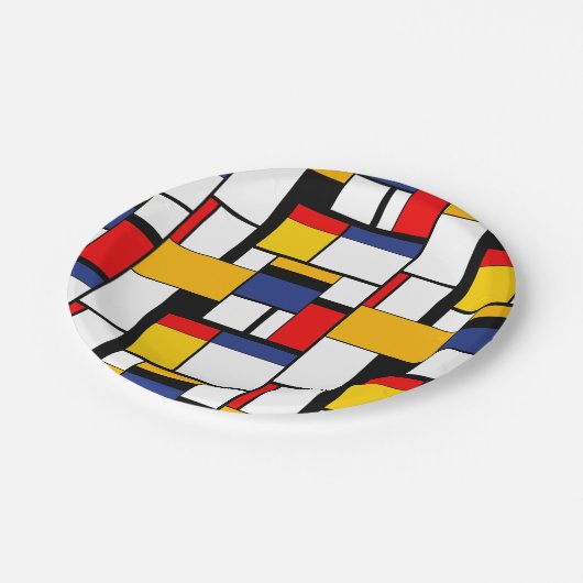Mondrian Geometric Minimalistisch Comopsition Mode Pappteller (Schrägansicht)
