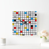 Mondrian Geometric Minimalistisch Comopsition Mode Quadratische Wanduhr (Zuhause)