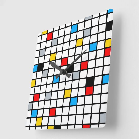 Mondrian Geometric Minimalistisch Comopsition Mode Quadratische Wanduhr (Winkel)