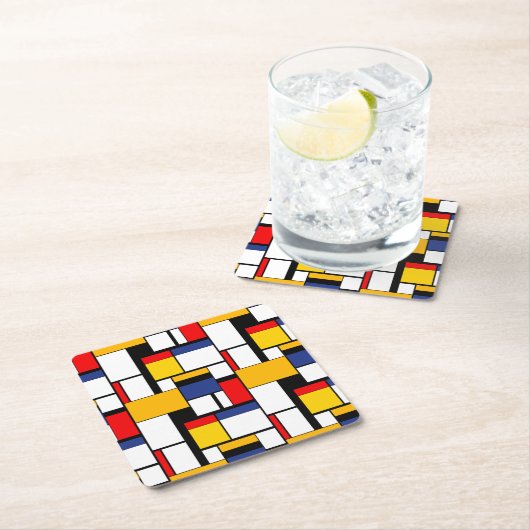 Mondrian Geometric Minimalistisch Comopsition Mode Rechteckiger Pappuntersetzer (Vor Ort)