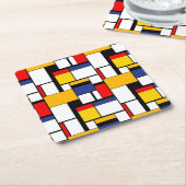 Mondrian Geometric Minimalistisch Comopsition Mode Rechteckiger Pappuntersetzer (angewinkelt)