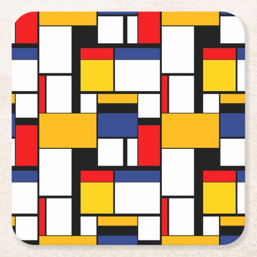 Mondrian Geometric Minimalistisch Comopsition Mode Rechteckiger Pappuntersetzer (Vorderseite)