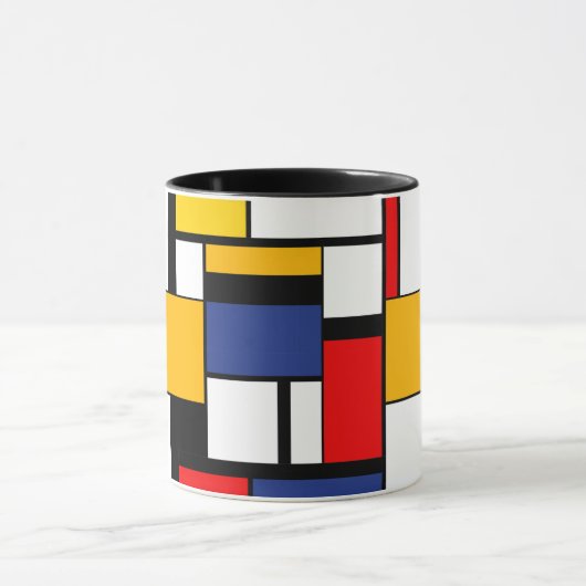 Mondrian Geometric Minimalistisch Comopsition Mode Tasse (Zentrum)