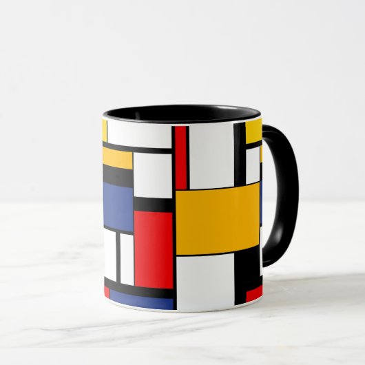 Mondrian Geometric Minimalistisch Comopsition Mode Tasse (VorderseiteRechts)