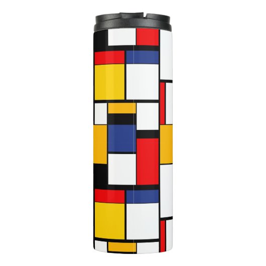 Mondrian Geometric Minimalistisch Comopsition Mode Thermosbecher (Rückseite)