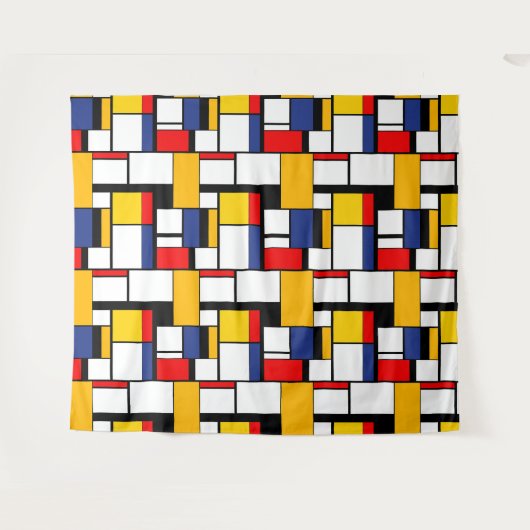 Mondrian Geometric Minimalistisch Comopsition Mode Wandteppich (Vorderseite (Horizontal))
