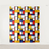 Mondrian Geometric Minimalistisch Comopsition Mode Wandteppich (Vorderseite)