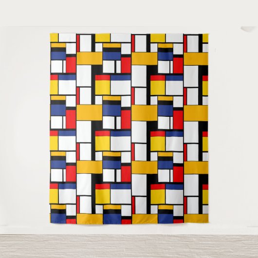 Mondrian Geometric Minimalistisch Comopsition Mode Wandteppich (Vorderseite)