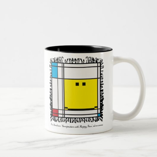 mondrian glückliche Gesichts-Tasse Zweifarbige Tasse (Rechts)
