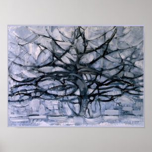 Mondrian - Gray Tree, berühmtes Gemälde, Poster