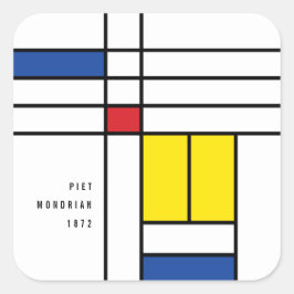 Mondrian II Minimalistisch De Stijl Modernes Art D Quadratischer Aufkleber