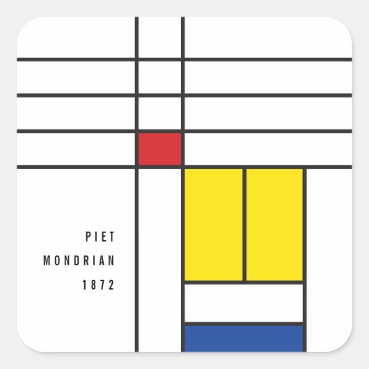 Mondrian II Minimalistisch De Stijl Modernes Art D Quadratischer Aufkleber (Vorderseite)