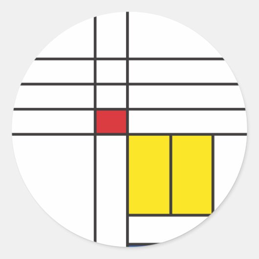 Mondrian II Minimalistisch De Stijl Modernes Art D Runder Aufkleber (Vorderseite)