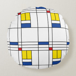 Mondrian II Minimalistisch De Stijl Modernes Art D Rundes Kissen