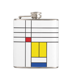 Mondrian II Minimalistischer De Stijl Moderne Kuns Flachmann