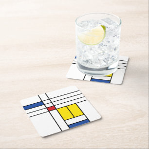 Mondrian II Minimalistischer De Stijl Moderne Kuns Rechteckiger Pappuntersetzer
