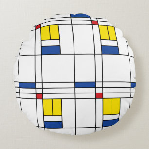Mondrian II Minimalistischer De Stijl Moderne Kuns Rundes Kissen