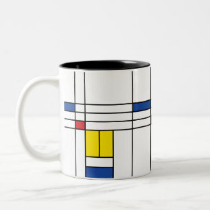 Mondrian II Minimalistischer De Stijl Moderne Kuns Zweifarbige Tasse
