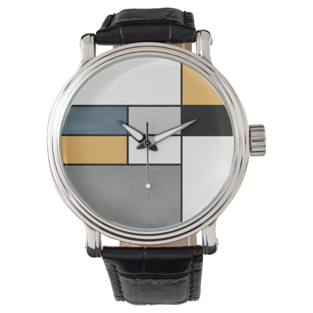 Mondrian Inspiration Armbanduhr (Vorderseite)