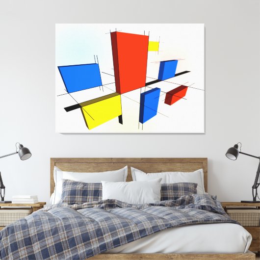 Mondrian Inspiriert 3D Leinwanddruck (Insitu (Schlafzimmer))