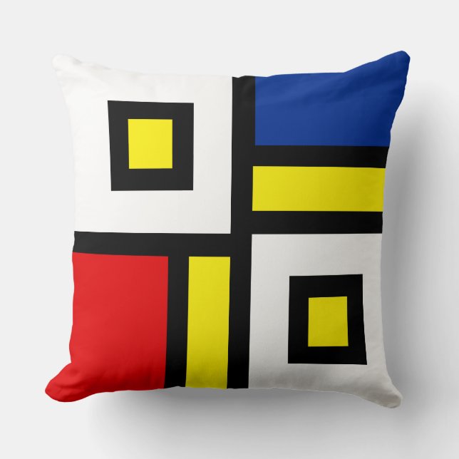 Mondrian Inspiriert Abstrakt Art Kissen (Vorderseite)