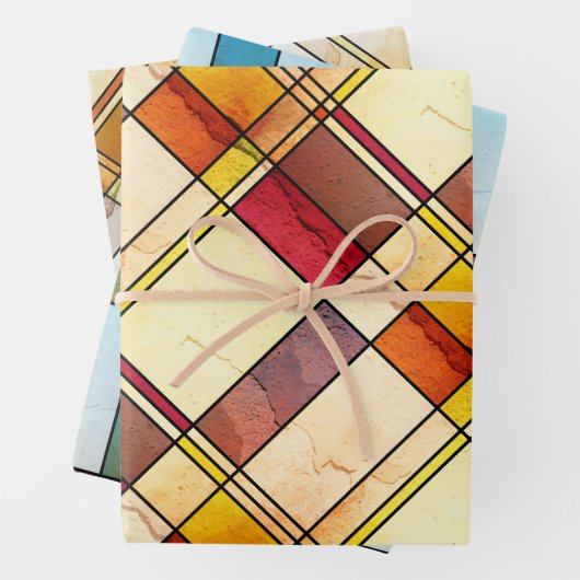 Mondrian Inspiriert Art Déco Geometrisches Muster Geschenkpapier Set (Beispiel)