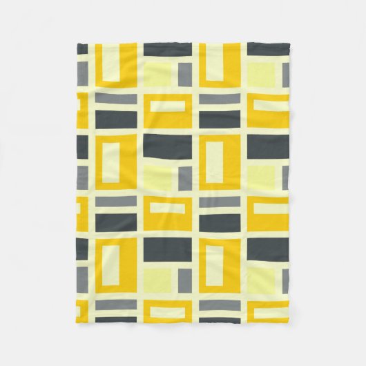 MONDRIAN INSPIRIERT - GELB & GRAU FLEECEDECKE (Vorderseite)