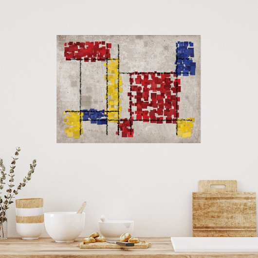 Mondrian Inspiriert Quadrate Poster (Küche)