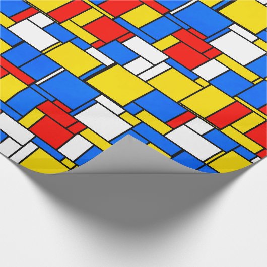 Mondrian Inspiriert Style Red Blue Yellow Pattern Geschenkpapier (Ecke)