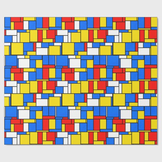 Mondrian Inspiriert Style Red Blue Yellow Pattern Geschenkpapier (Flach)