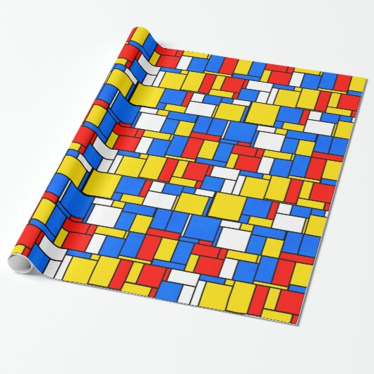 Mondrian Inspiriert Style Red Blue Yellow Pattern Geschenkpapier (Ungerollt)