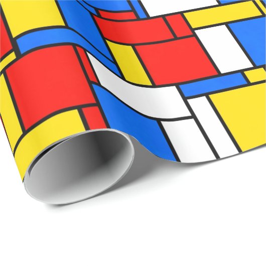 Mondrian Inspiriert Style Red Blue Yellow Pattern Geschenkpapier (Rolleneckpunkt)