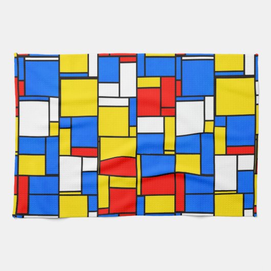 Mondrian Inspiriert Style Red Blue Yellow Pattern Handtuch (Horizontal)
