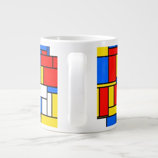 Mondrian Inspiriert Style Red Blue Yellow Pattern Jumbo-Tasse (Rückseite)