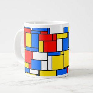 Mondrian Inspiriert Style Red Blue Yellow Pattern Jumbo-Tasse